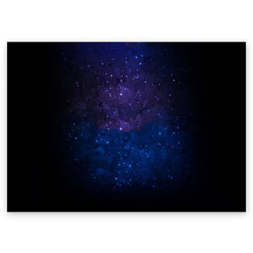 Поздравительная открытка с принтом Космос в Екатеринбурге, 100% бумага | плотность бумаги 280 г/м2, матовая, на обратной стороне линовка и место для марки
 | Тематика изображения на принте: астрономия | звезды | космос | краски | небо | ночь | облака | текстура | фиолетовый | яркий