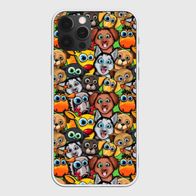 Чехол для iPhone 12 Pro Max с принтом Веселые собачки в Екатеринбурге, Силикон |  | бульдог | голубые глаза | доберман | животные | жирафы | котики | милые | олени | разноцветные | собаки | хаски | яркие