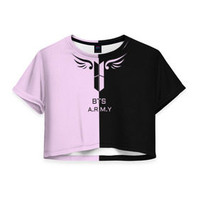 Женская футболка 3D укороченная с принтом BTS A.R.M.Y в Екатеринбурге, 100% полиэстер | круглая горловина, длина футболки до линии талии, рукава с отворотами | Тематика изображения на принте: army | bad | boy | bts | btsarmy | exo | jhope | jimin | jin | jungkook | k pop | kpop | mon | monster | rap | suga | wings | бтс | кпоп | поп