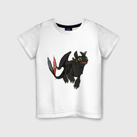 Детская футболка хлопок с принтом ночная фурия в Екатеринбурге, 100% хлопок | круглый вырез горловины, полуприлегающий силуэт, длина до линии бедер | how to train your dragon | night fury | беззубик | дракон | как приручить дракона | ночная фурия