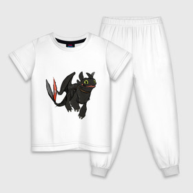 Детская пижама хлопок с принтом ночная фурия в Екатеринбурге, 100% хлопок |  брюки и футболка прямого кроя, без карманов, на брюках мягкая резинка на поясе и по низу штанин
 | how to train your dragon | night fury | беззубик | дракон | как приручить дракона | ночная фурия