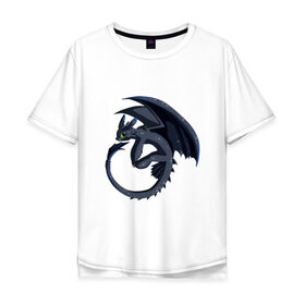Мужская футболка хлопок Oversize с принтом ночная фурия в Екатеринбурге, 100% хлопок | свободный крой, круглый ворот, “спинка” длиннее передней части | how to train your dragon | night fury | беззубик | дракон | как приручить дракона | ночная фурия