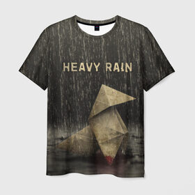 Мужская футболка 3D с принтом Heavy Rain в Екатеринбурге, 100% полиэфир | прямой крой, круглый вырез горловины, длина до линии бедер | Тематика изображения на принте: 