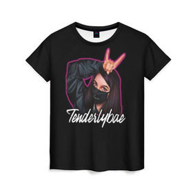 Женская футболка 3D с принтом Tenderlybae в Екатеринбурге, 100% полиэфир ( синтетическое хлопкоподобное полотно) | прямой крой, круглый вырез горловины, длина до линии бедер | tenderlybae | амина | блогер | мейби бейби | мирзоева | стример | стримерша | тандели бае | тандерлибае | твич | ютуб