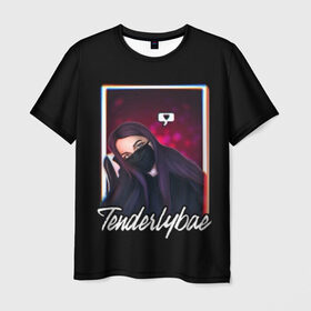 Мужская футболка 3D с принтом Tenderlybae в Екатеринбурге, 100% полиэфир | прямой крой, круглый вырез горловины, длина до линии бедер | tenderlybae | амина | блогер | мейби бейби | мирзоева | стример | стримерша | тандели бае | тандерлибае | твич | ютуб