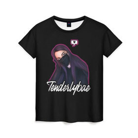 Женская футболка 3D с принтом Tenderlybae в Екатеринбурге, 100% полиэфир ( синтетическое хлопкоподобное полотно) | прямой крой, круглый вырез горловины, длина до линии бедер | tenderlybae | амина | блогер | мейби бейби | мирзоева | стример | стримерша | тандели бае | тандерлибае | твич | ютуб