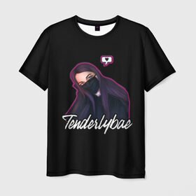 Мужская футболка 3D с принтом Tenderlybae в Екатеринбурге, 100% полиэфир | прямой крой, круглый вырез горловины, длина до линии бедер | tenderlybae | амина | блогер | мейби бейби | мирзоева | стример | стримерша | тандели бае | тандерлибае | твич | ютуб