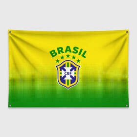 Флаг-баннер с принтом Бразилия в Екатеринбурге, 100% полиэстер | размер 67 х 109 см, плотность ткани — 95 г/м2; по краям флага есть четыре люверса для крепления | brasil | brazil | бразилия | бразильская сборная | сборная бразилии | сборная бразилии по футболу | сборные | форма | футбол | футбольные сборные | чемпиона | чемпионат мира
