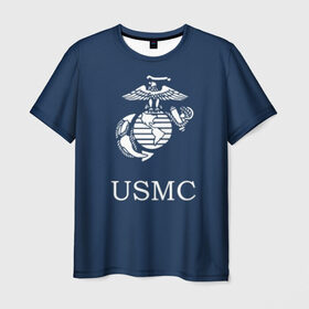 Мужская футболка 3D с принтом United States Marine Corps в Екатеринбурге, 100% полиэфир | прямой крой, круглый вырез горловины, длина до линии бедер | u.s. army | u.s. navy | армия | морская пехота