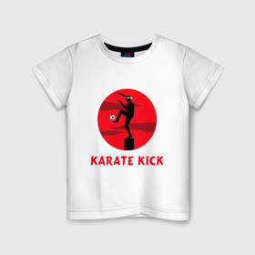 Детская футболка хлопок с принтом Karate Kick в Екатеринбурге, 100% хлопок | круглый вырез горловины, полуприлегающий силуэт, длина до линии бедер | 