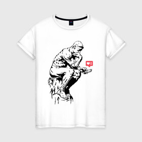 Женская футболка хлопок с принтом Философ в Екатеринбурге, 100% хлопок | прямой крой, круглый вырез горловины, длина до линии бедер, слегка спущенное плечо | 
