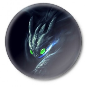 Значок с принтом ночная фурия в Екатеринбурге,  металл | круглая форма, металлическая застежка в виде булавки | Тематика изображения на принте: how to train your dragon | night fury | беззубик | дракон | как приручить дракона | ночная фурия