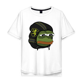 Мужская футболка хлопок Oversize с принтом Pepe в Екатеринбурге, 100% хлопок | свободный крой, круглый ворот, “спинка” длиннее передней части | 
