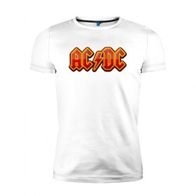 Мужская футболка премиум с принтом AC/DC в Екатеринбурге, 92% хлопок, 8% лайкра | приталенный силуэт, круглый вырез ворота, длина до линии бедра, короткий рукав | австралийская | ангус янг | блюз | группа | малькольм янг | рок | рок н ролл | стиви янг | хард