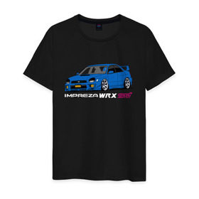 Мужская футболка хлопок с принтом Subaru Impreza WRX STI (GD) в Екатеринбурге, 100% хлопок | прямой крой, круглый вырез горловины, длина до линии бедер, слегка спущенное плечо. | impreza wrx sti | subaru | subaru impreza | subaru impreza wrx sti | wrx sti