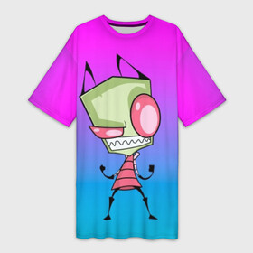 Платье-футболка 3D с принтом Захватчик Зим (2) в Екатеринбурге,  |  | invader | invader zim | zim | захват | захватчик зим | зим | мультфильм | нло | пришелец