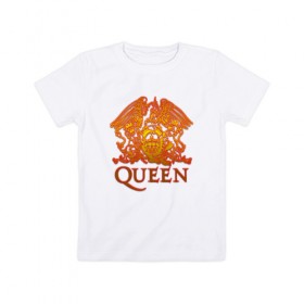 Детская футболка хлопок с принтом Queen в Екатеринбурге, 100% хлопок | круглый вырез горловины, полуприлегающий силуэт, длина до линии бедер | queen | богемская рапсодия | брайан мэи | британская | группа | королева | роджер тейлор | рок | фредди меркьюри