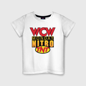 Детская футболка хлопок с принтом WCW Monday Night Nitro в Екатеринбурге, 100% хлопок | круглый вырез горловины, полуприлегающий силуэт, длина до линии бедер | Тематика изображения на принте: nitro | wcw | wrestling | рестлинг