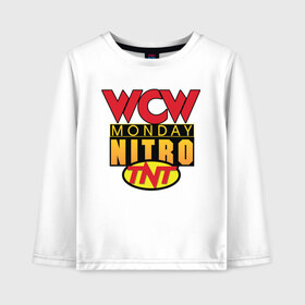 Детский лонгслив хлопок с принтом WCW Monday Night Nitro в Екатеринбурге, 100% хлопок | круглый вырез горловины, полуприлегающий силуэт, длина до линии бедер | Тематика изображения на принте: nitro | wcw | wrestling | рестлинг