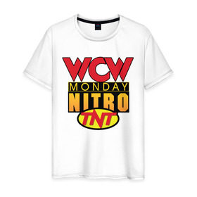 Мужская футболка хлопок с принтом WCW Monday Night Nitro в Екатеринбурге, 100% хлопок | прямой крой, круглый вырез горловины, длина до линии бедер, слегка спущенное плечо. | nitro | wcw | wrestling | рестлинг