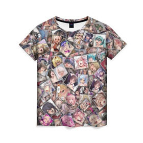 Женская футболка 3D с принтом Ахегао цвет в Екатеринбурге, 100% полиэфир ( синтетическое хлопкоподобное полотно) | прямой крой, круглый вырез горловины, длина до линии бедер | ahegao | anime | color | manga | аниме | ахегао | коллаж | комиксы | лицо | манга | паттрен | цветной
