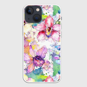 Чехол для iPhone 13 mini с принтом Цветы в Екатеринбурге,  |  | art | bright | colors | drops | field | flowers | painting | splashes | watercolor | акварель | брызги | живопись | искусство | капли | полевые | цвета | цветы | яркие