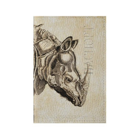 Обложка для паспорта матовая кожа с принтом Носорог (гравюра Дюрера) в Екатеринбурге, натуральная матовая кожа | размер 19,3 х 13,7 см; прозрачные пластиковые крепления | rhinoceros | гравюра | индия | латы | млекопитающий | непарнокопытный | рог | холст | чешуя