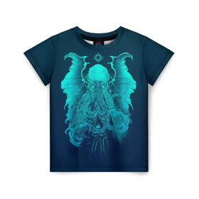 Детская футболка 3D с принтом Ктулху в Екатеринбурге, 100% гипоаллергенный полиэфир | прямой крой, круглый вырез горловины, длина до линии бедер, чуть спущенное плечо, ткань немного тянется | Тематика изображения на принте: ктулху | монстр | фэнтези | чудище