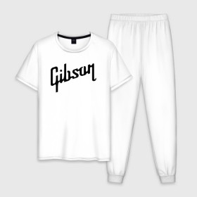 Мужская пижама хлопок с принтом Gibson в Екатеринбурге, 100% хлопок | брюки и футболка прямого кроя, без карманов, на брюках мягкая резинка на поясе и по низу штанин
 | Тематика изображения на принте: gibson | гибсон