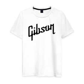 Мужская футболка хлопок с принтом Gibson в Екатеринбурге, 100% хлопок | прямой крой, круглый вырез горловины, длина до линии бедер, слегка спущенное плечо. | Тематика изображения на принте: gibson | гибсон