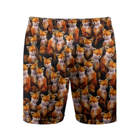 Мужские шорты 3D спортивные с принтом Упоротые лисы в Екатеринбурге,  |  | fox | животные | лис | лиса | лисичка | мем | паттрен | рыжий | толпа | упортый | фыр фыр