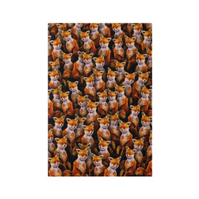 Обложка для паспорта матовая кожа с принтом Упоротые лисы в Екатеринбурге, натуральная матовая кожа | размер 19,3 х 13,7 см; прозрачные пластиковые крепления | Тематика изображения на принте: fox | животные | лис | лиса | лисичка | мем | паттрен | рыжий | толпа | упортый | фыр фыр