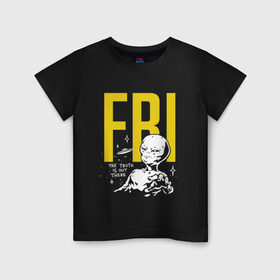 Детская футболка хлопок с принтом FBI в Екатеринбурге, 100% хлопок | круглый вырез горловины, полуприлегающий силуэт, длина до линии бедер | Тематика изображения на принте: 