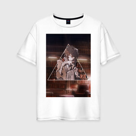 Женская футболка хлопок Oversize с принтом ДАЗАЙ в Екатеринбурге, 100% хлопок | свободный крой, круглый ворот, спущенный рукав, длина до линии бедер
 | бродячие псы | дадзай | осаму | осаму дазай
