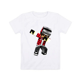 Детская футболка хлопок с принтом Dab Minecraft в Екатеринбурге, 100% хлопок | круглый вырез горловины, полуприлегающий силуэт, длина до линии бедер | Тематика изображения на принте: dab | deb | minecraft | даб | деб | майнкрафт