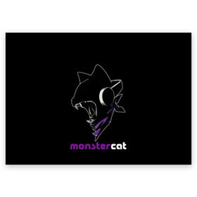 Поздравительная открытка с принтом Monstercat в Екатеринбурге, 100% бумага | плотность бумаги 280 г/м2, матовая, на обратной стороне линовка и место для марки
 | monstercat | клуб | клубная музыка | кот | котенок | кошка | лейбл | монстар | монстар кет | монстер | музыка | танцевальная музыка | электронная | электронная музыка