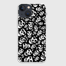 Чехол для iPhone 13 mini с принтом The Misfits в Екатеринбурге,  |  | Тематика изображения на принте: punk | punk rock | rock | лицо | мисфитс | панк | панк рок | паттрен | призрак | рок | скелет | череп | черно белый