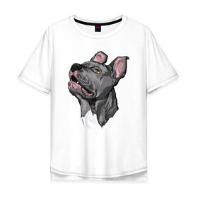 Мужская футболка хлопок Oversize с принтом Pitbull в Екатеринбурге, 100% хлопок | свободный крой, круглый ворот, “спинка” длиннее передней части | dog | pitbull | питбуль | собака | собаки
