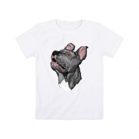 Детская футболка хлопок с принтом Pitbull в Екатеринбурге, 100% хлопок | круглый вырез горловины, полуприлегающий силуэт, длина до линии бедер | dog | pitbull | питбуль | собака | собаки