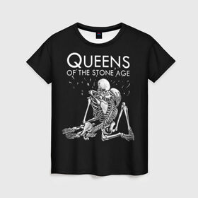 Женская футболка 3D с принтом Queens of the Stone Age в Екатеринбурге, 100% полиэфир ( синтетическое хлопкоподобное полотно) | прямой крой, круглый вырез горловины, длина до линии бедер | josh homme | metal | qotsa | queens of the stone age | rock | группы | метал | музыка | рок