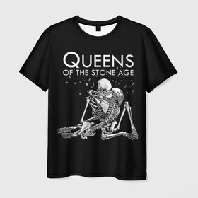 Мужская футболка 3D с принтом Queens of the Stone Age в Екатеринбурге, 100% полиэфир | прямой крой, круглый вырез горловины, длина до линии бедер | Тематика изображения на принте: josh homme | metal | qotsa | queens of the stone age | rock | группы | метал | музыка | рок