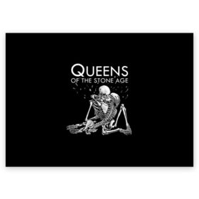 Поздравительная открытка с принтом Queens of the Stone Age в Екатеринбурге, 100% бумага | плотность бумаги 280 г/м2, матовая, на обратной стороне линовка и место для марки
 | josh homme | metal | qotsa | queens of the stone age | rock | группы | метал | музыка | рок