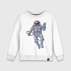 Детский свитшот хлопок с принтом Космонавт BIGSPACE в Екатеринбурге, 100% хлопок | круглый вырез горловины, эластичные манжеты, пояс и воротник | без фона | космонавт | космос