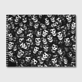 Альбом для рисования с принтом Призраки Мисфитс в Екатеринбурге, 100% бумага
 | матовая бумага, плотность 200 мг. | Тематика изображения на принте: misfits | punk | punk rock | rock | лицо | мисфитс | панк | панк рок | паттрен | призрак | рок | скелет | череп | черно белый