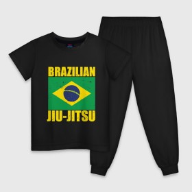 Детская пижама хлопок с принтом Brazilian Jiu Jitsu в Екатеринбурге, 100% хлопок |  брюки и футболка прямого кроя, без карманов, на брюках мягкая резинка на поясе и по низу штанин
 | Тематика изображения на принте: box | boxing | bruce lee | champion | dragon | fight | fighter | judo | muay thai | team | tiger | ufc | али | боевые | боец | бой | бокс | боксер | борьба | брюс ли | воин | дзюдо | дракон | единоборства | искусство | карате | контакт | кулак | лев