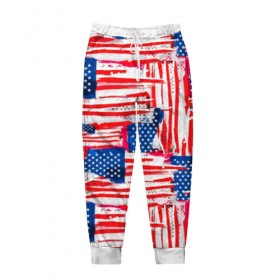 Мужские брюки 3D с принтом Флаг США Американский стиль в Екатеринбурге, 100% полиэстер | манжеты по низу, эластичный пояс регулируется шнурком, по бокам два кармана без застежек, внутренняя часть кармана из мелкой сетки | 