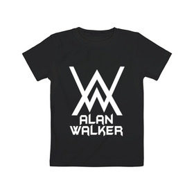 Детская футболка хлопок с принтом Alan Walker в Екатеринбурге, 100% хлопок | круглый вырез горловины, полуприлегающий силуэт, длина до линии бедер | alan walker | алан валкер | алан волкер | алан уокер | диджей | музыка | музыкант | песни