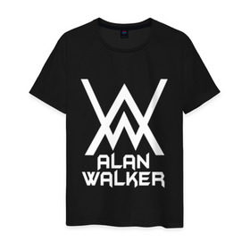 Мужская футболка хлопок с принтом Alan Walker в Екатеринбурге, 100% хлопок | прямой крой, круглый вырез горловины, длина до линии бедер, слегка спущенное плечо. | alan walker | алан валкер | алан волкер | алан уокер | диджей | музыка | музыкант | песни
