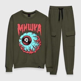 Женский костюм хлопок с принтом Mishka NYC в Екатеринбурге, 100% хлопок | на свитшоте круглая горловина, мягкая резинка по низу. Брюки заужены к низу, на них два вида карманов: два 