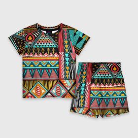 Детский костюм с шортами 3D с принтом Африканский стиль в Екатеринбурге,  |  | africa | african | pattern | style | trend | африка | африканский стиль | геометрия | мода | орнамент | паттерн | стиль | тренд